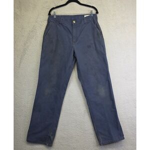 Carhartt Pants Mens 32x32 Blue Dungaree Fit Stained Ripped‎ Thrashed Carpenter
